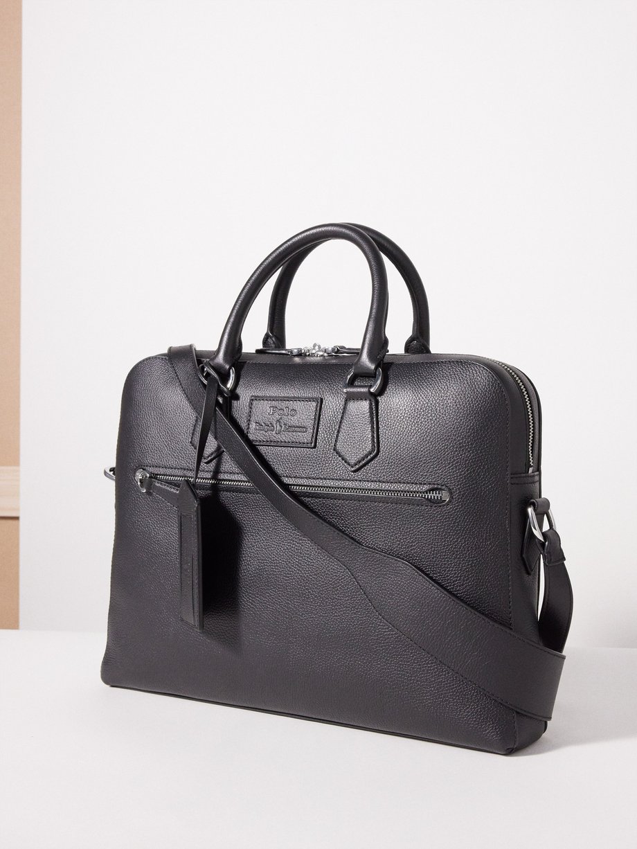 Black Pebbled-leather briefcase | Polo Ralph Lauren | MATCHES UK