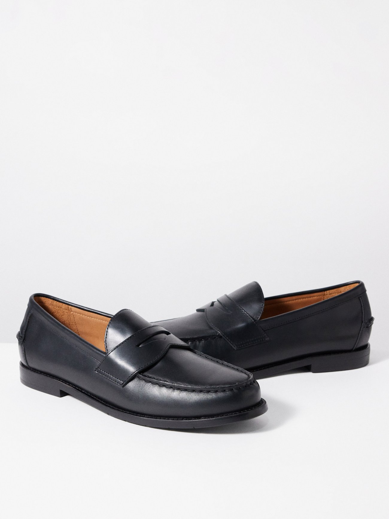 Black Alston leather penny loafers | Polo Ralph Lauren | MATCHES UK