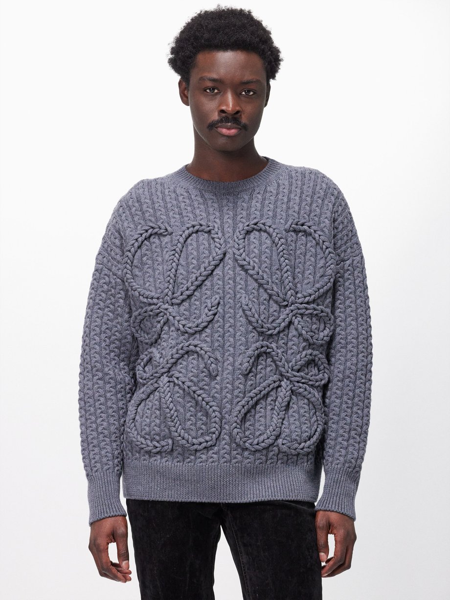 Grey Anagram cable-knit wool sweater | LOEWE | MATCHES UK