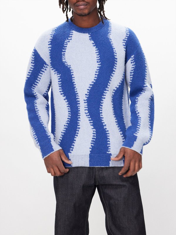 LOEWE Wavy-jacquard wool-blend sweater