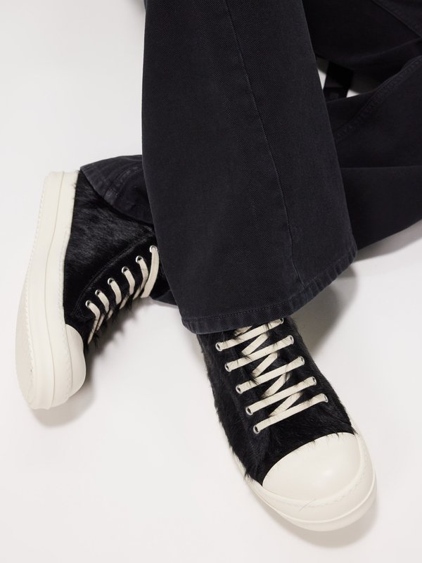 Rick Owens Furry calf hair low-top trainers