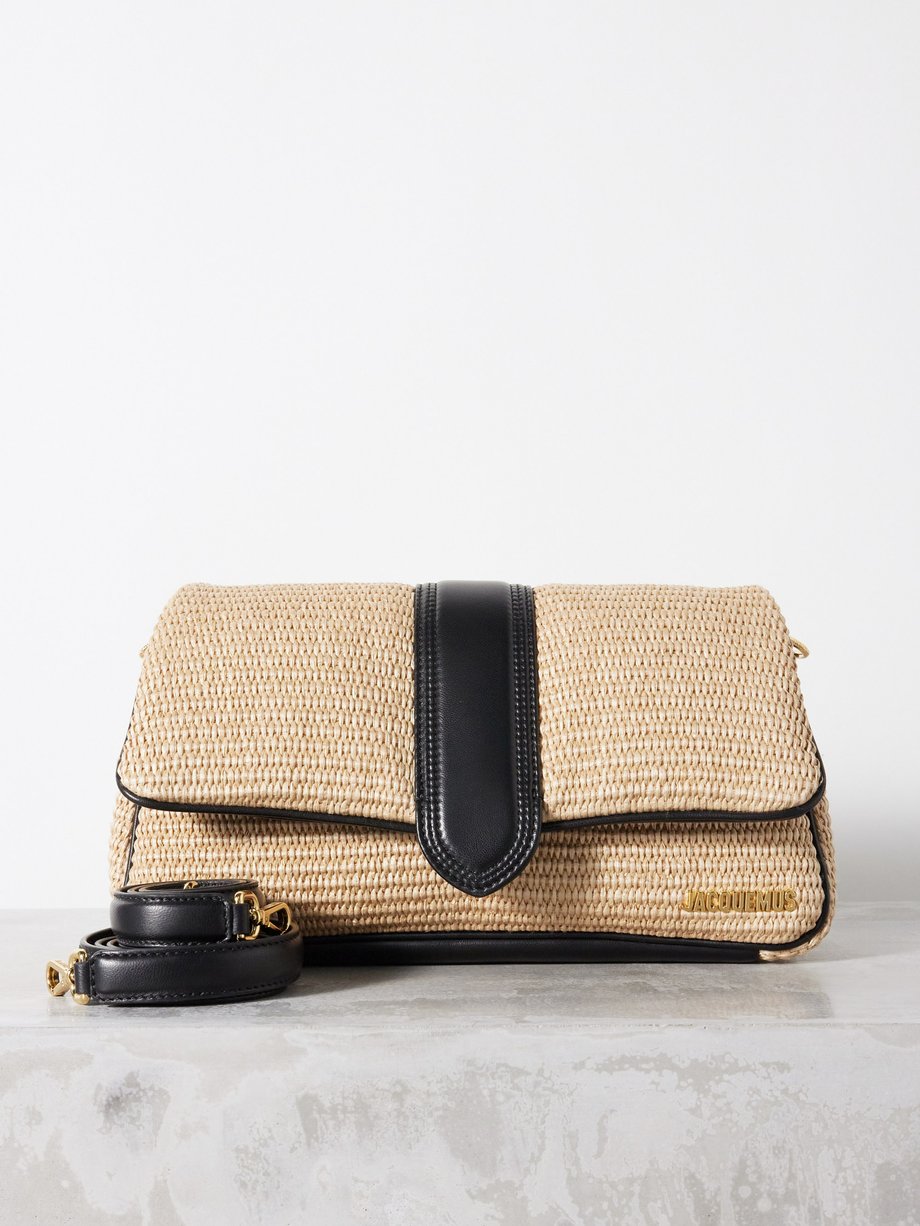 Jacquemus Bambimou leather-trimmed woven-raffia shoulder bag