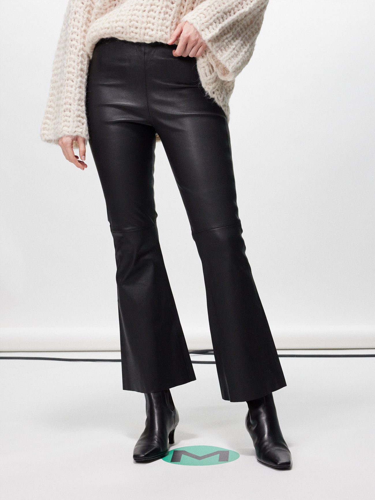 Evyline high rise flared leather trousers video