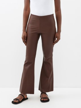 BEIGE stretchy slinky flared trousers – The Label by Cezara