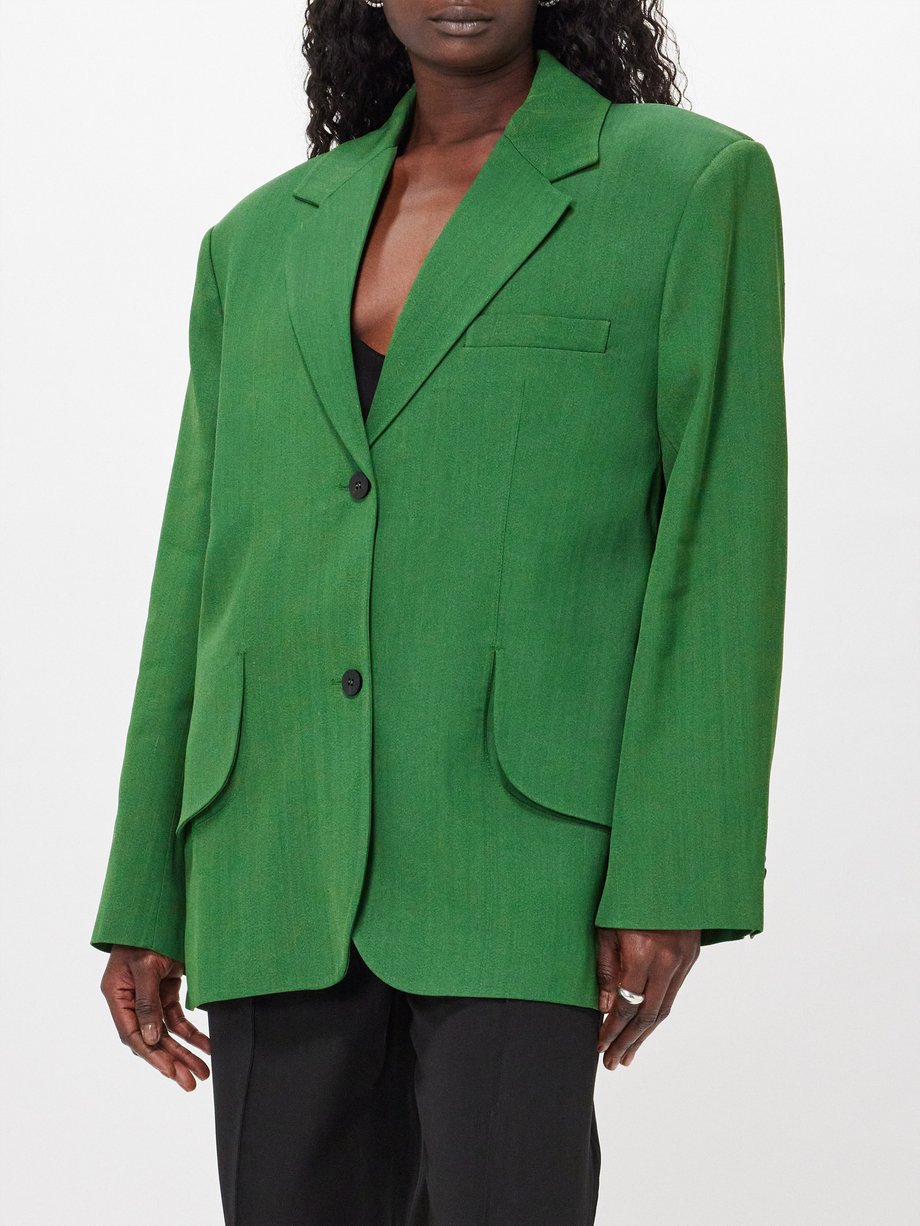 Cady crêpe blazer with jewel Woman, Green