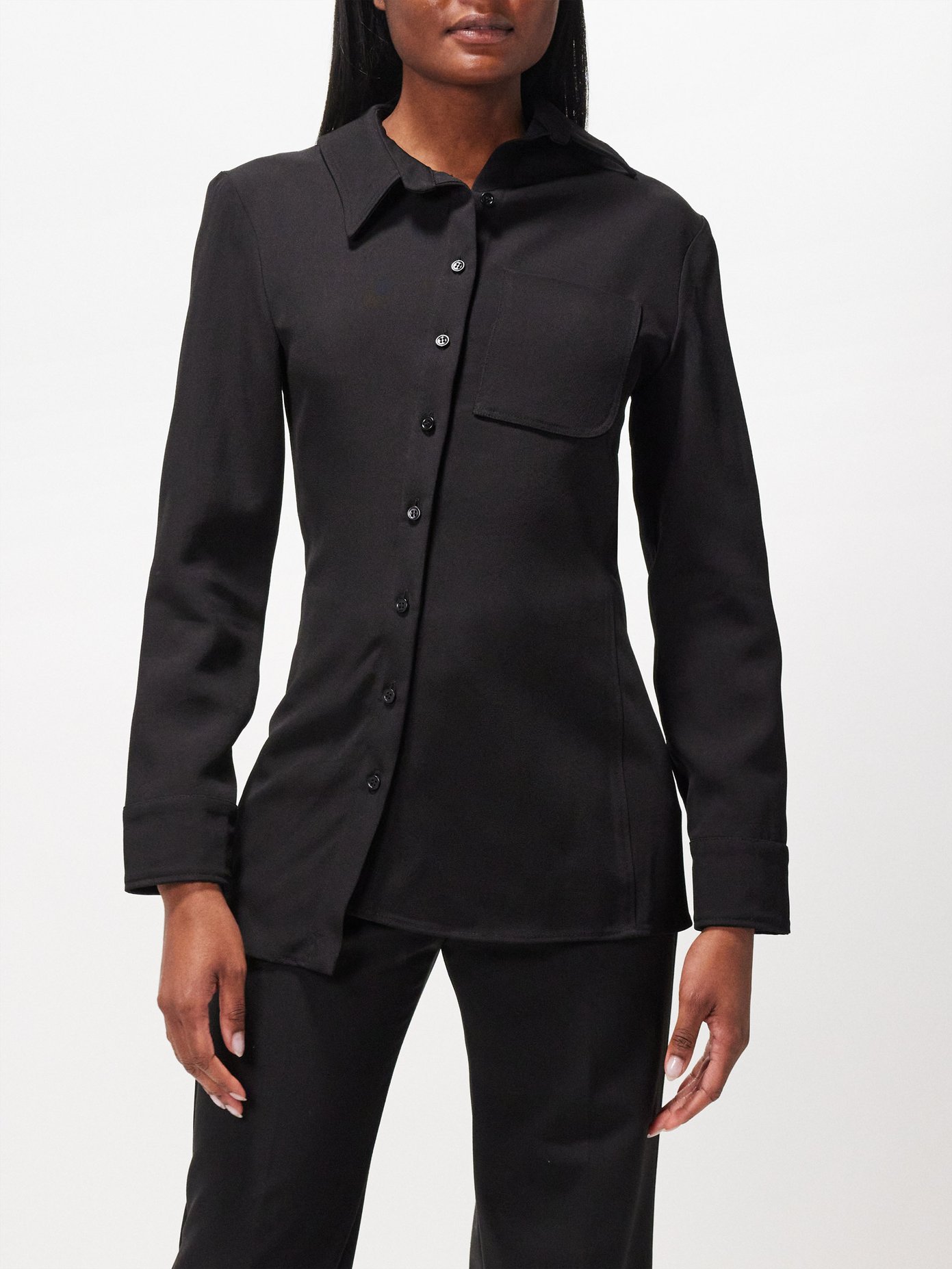 자크뮈스 Jacquemus Pablo asymmetric crepe shirt,Black