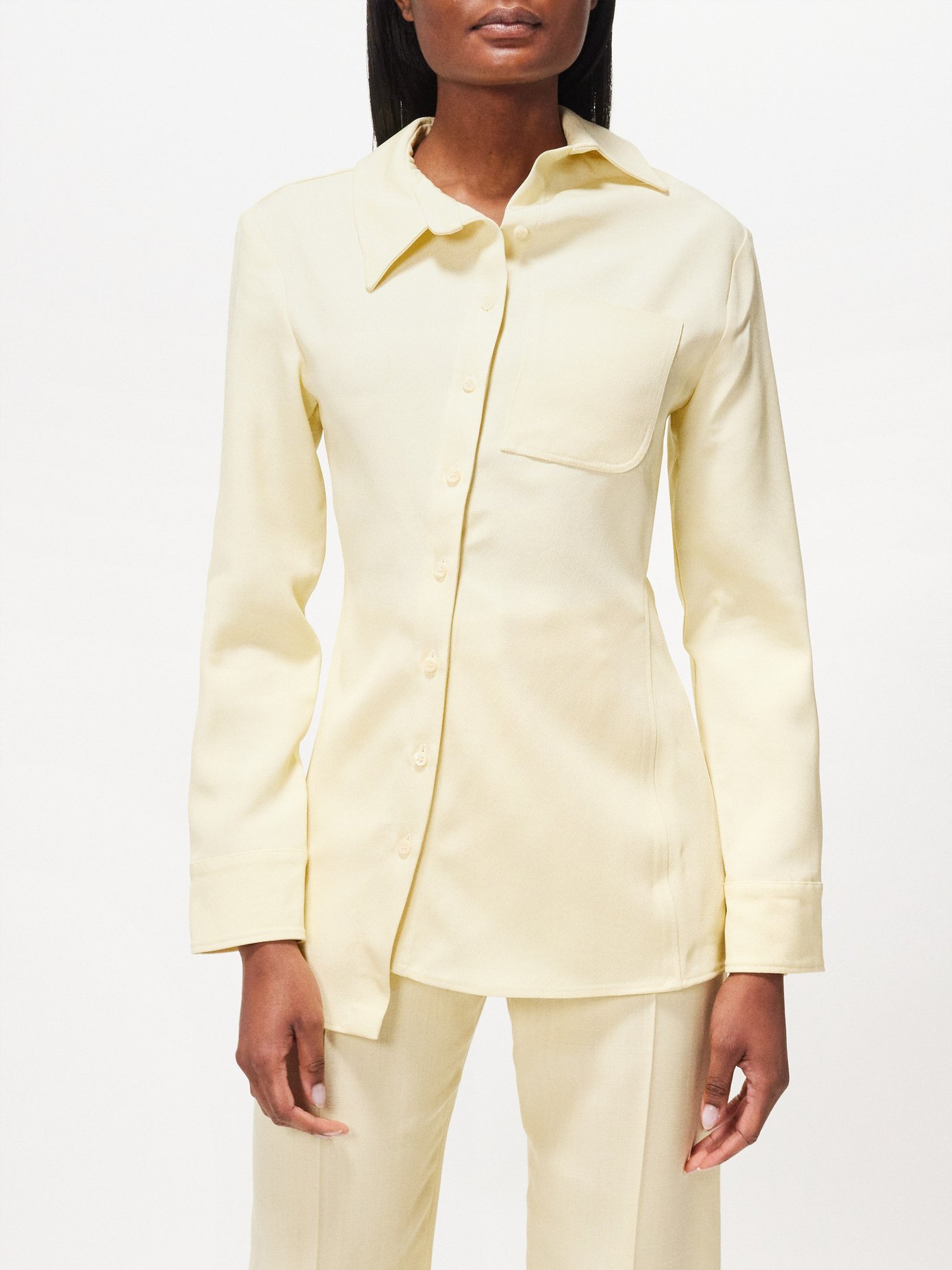 자크뮈스 Jacquemus Pablo asymmetric crepe shirt,Yellow