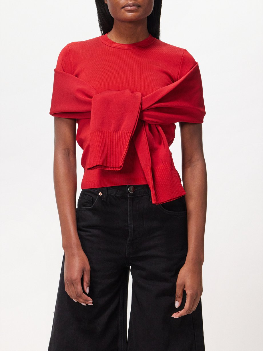 Jacquemus Rica wrap-front knitted top