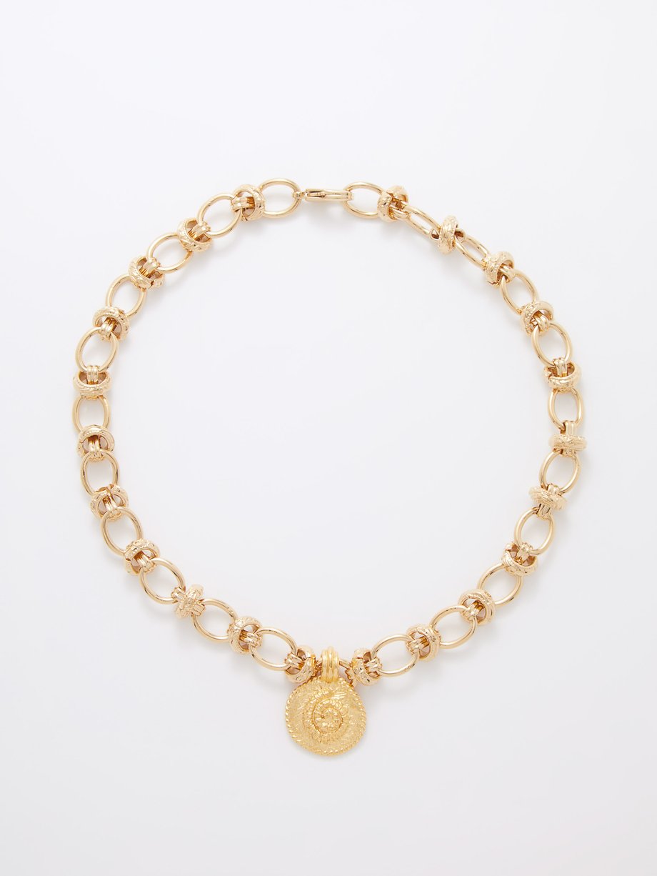 Gold Marin shell-embossed 18kt gold-plated necklace | By Alona ...