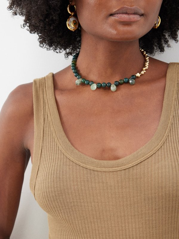 By Alona Orel agate and 18kt gold-plated necklace