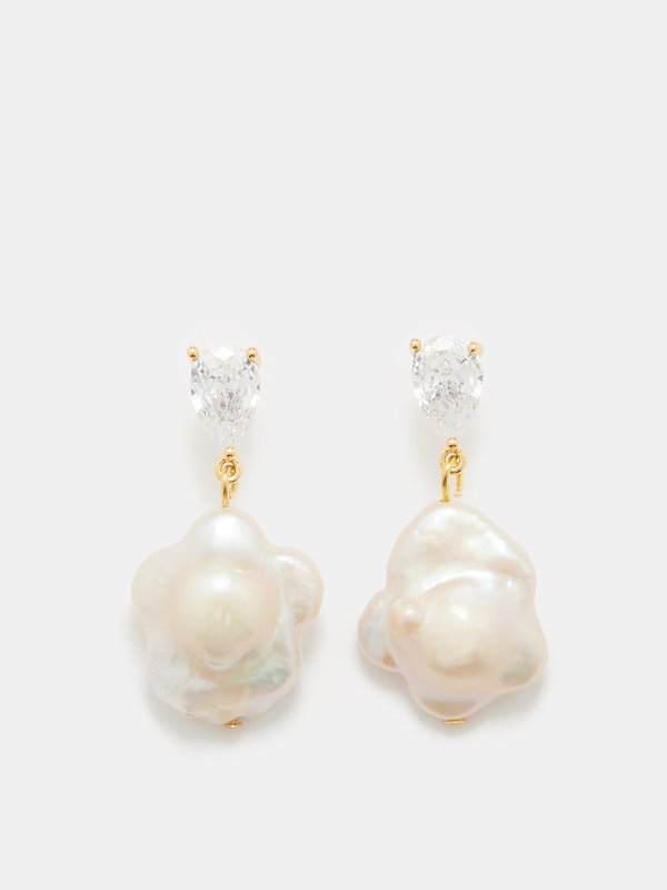 By Alona Nixie pearl, crystal & 18kt gold-plated earrings