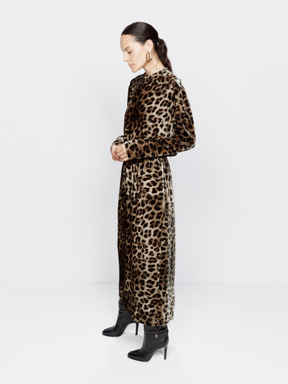 Raey Long-sleeve leopard velvet maxi dress