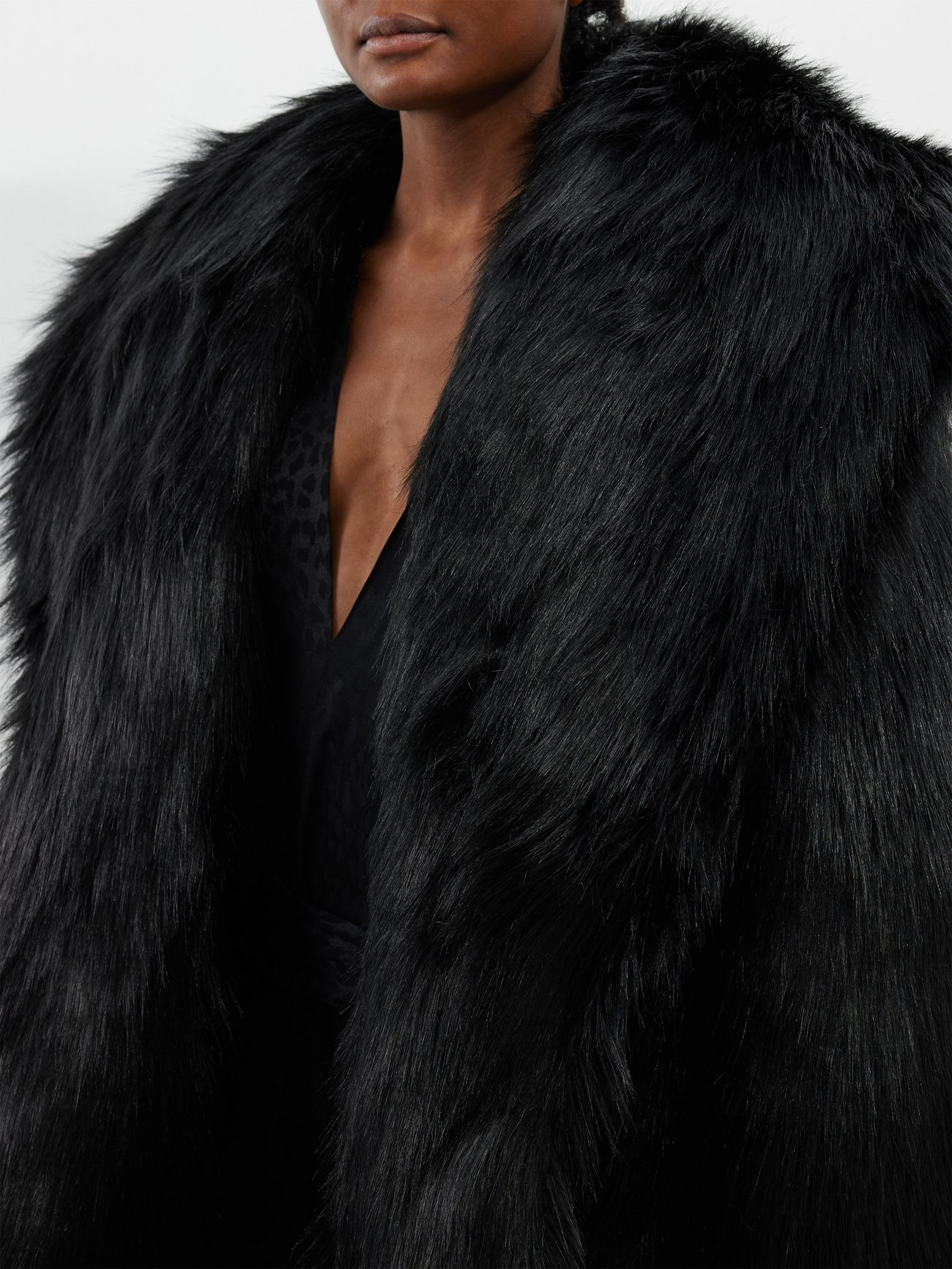 Shawl-collar giant faux-fur monster coat