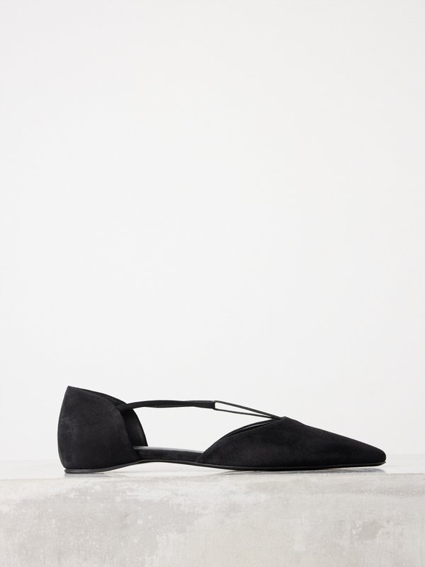 Black T-strap suede flats | Toteme | MATCHES UK