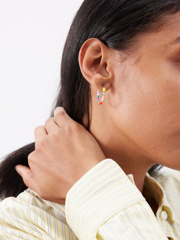 Anni Lu Breezy Beats bead & 18kt gold-plated earrings