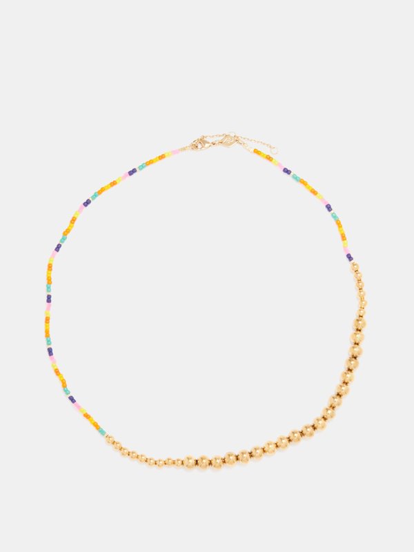 Anni Lu Maybe Baby beaded 18kt gold-plated necklace