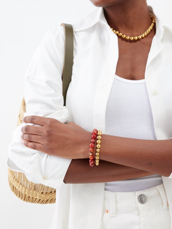 Anni Lu Caramel Drops agate & 24kt gold-plated bracelet