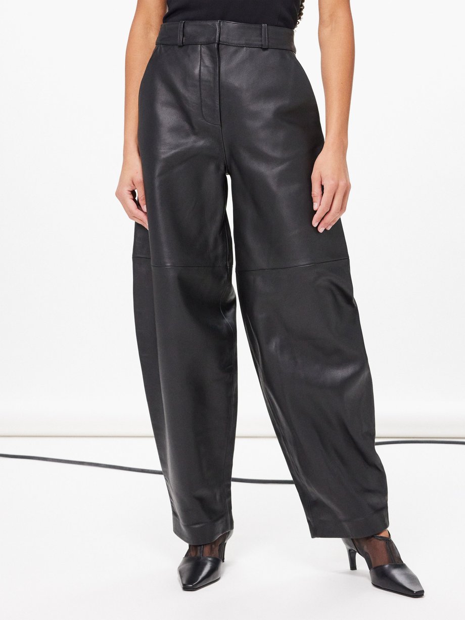 CO Curved-leg leather trousers