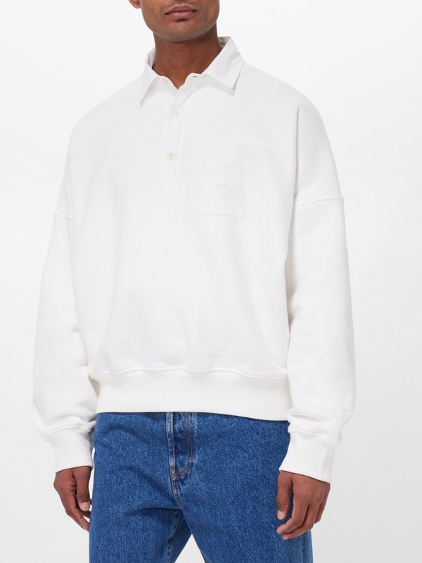 The Row Dende cotton-blend jersey polo sweatshirt