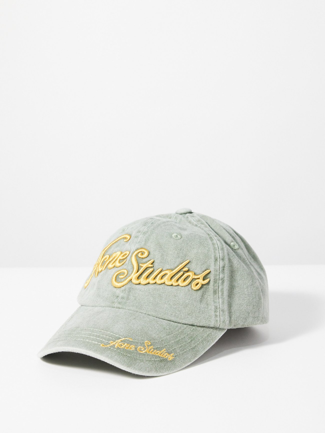 Green Logo-embroidered washed cotton-twill cap | Acne Studios 