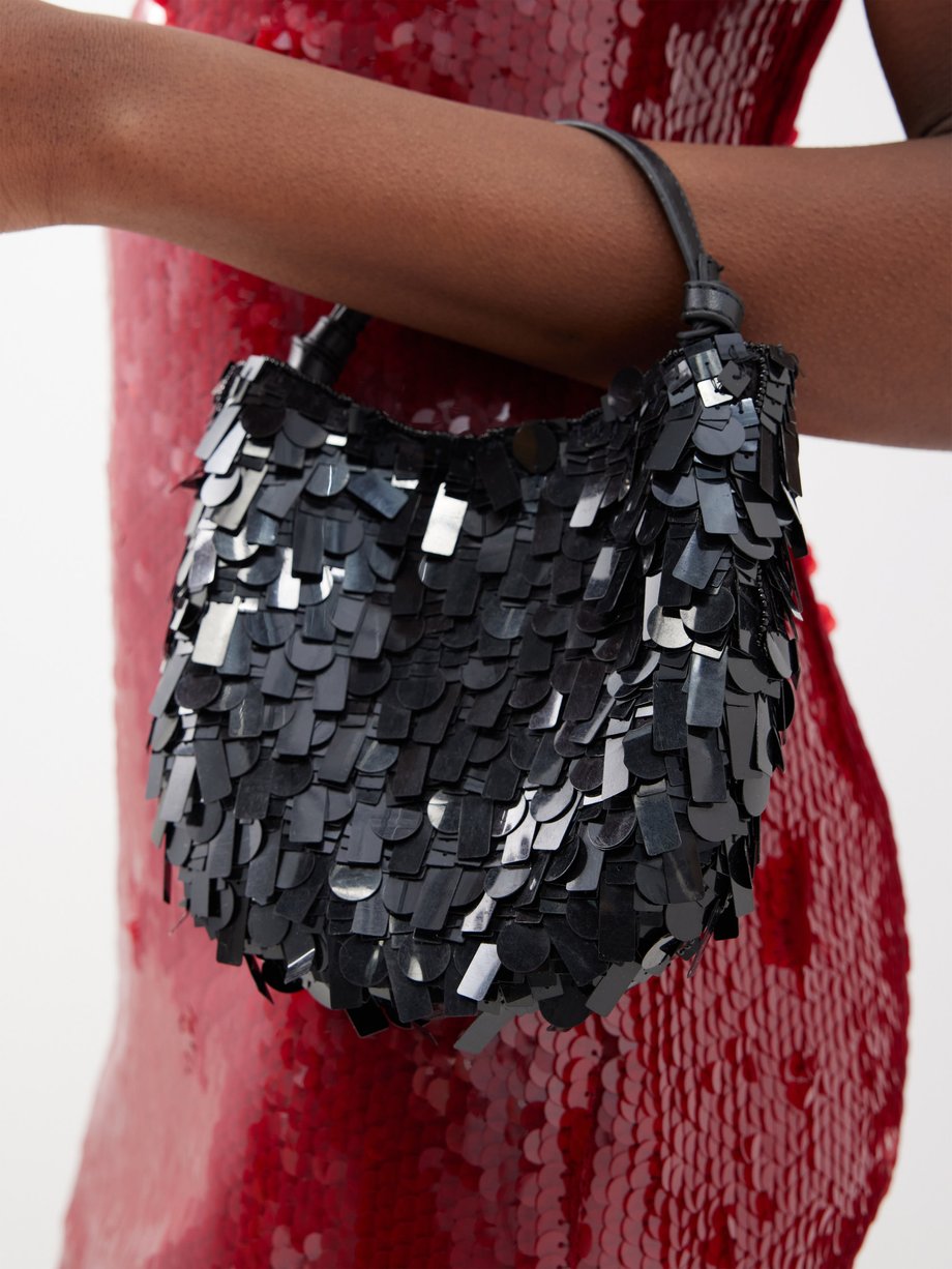 Black Crescent mini paillette handbag | Staud | MATCHES UK