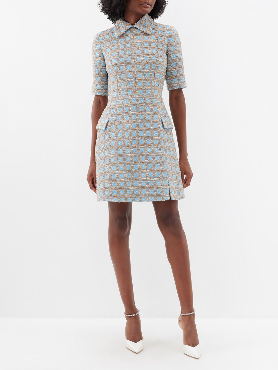 Beige Els point-collar bouclé mini dress | Emilia Wickstead | MATCHES UK