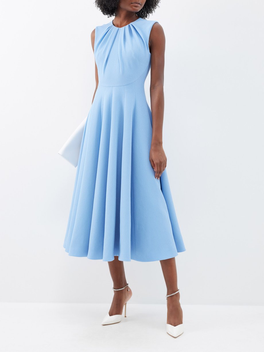 Blue Marlen pleated double-crepe midi dress | Emilia Wickstead | MATCHES UK