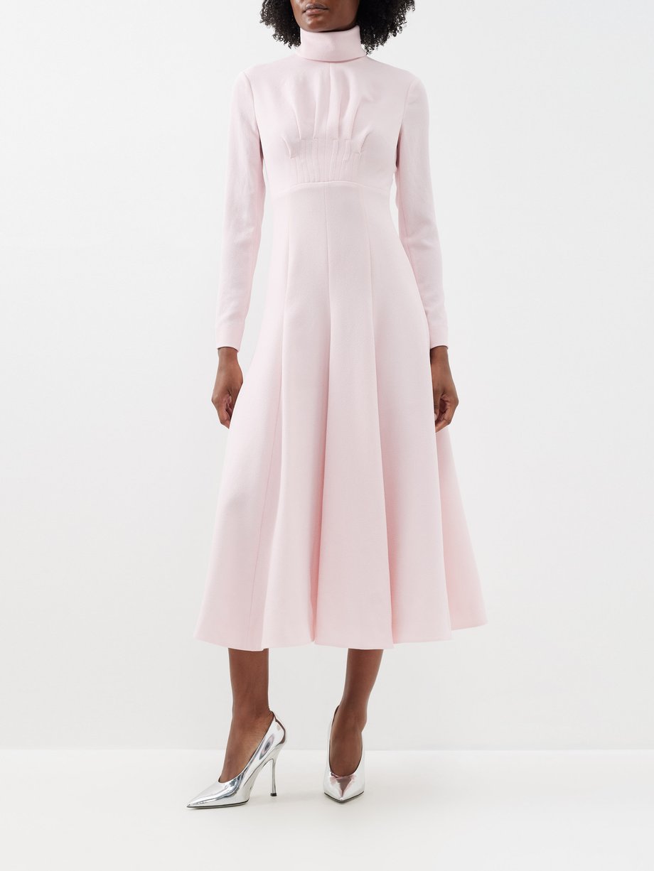 Pink Oakley pintucked crepe midi dress | Emilia Wickstead | MATCHES UK