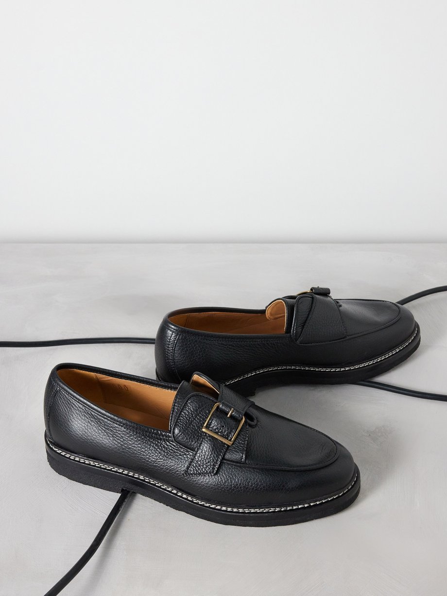 Black Tommy buckled grained-leather loafers | Jacques Solovière ...