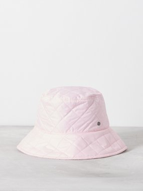 Maison Michel logo-plaque striped hat - Pink
