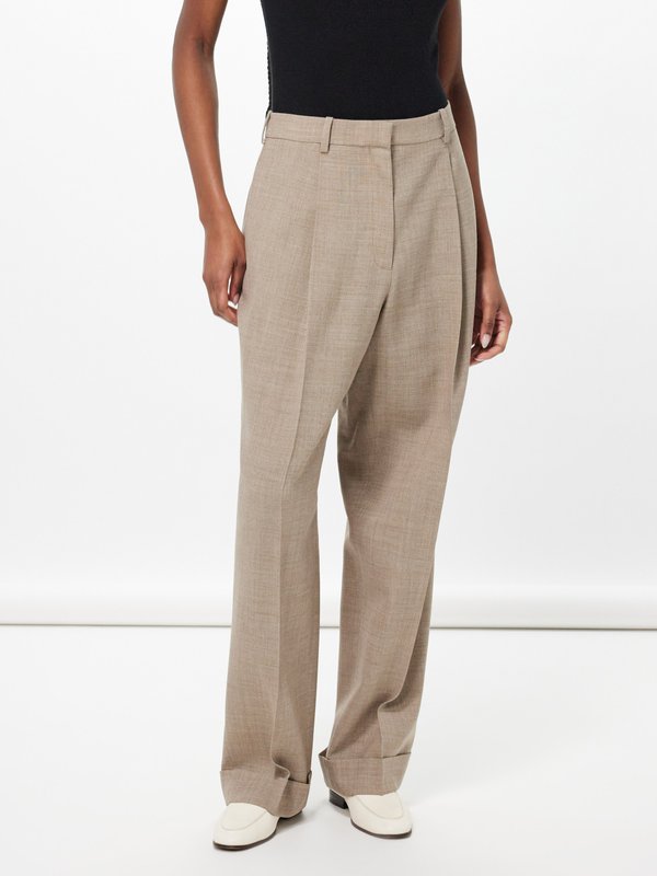 The Row Tor pleated wool Oxford wide-leg tailored trousers