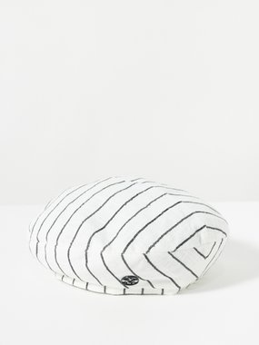 Maison Michel Billy sequin-striped canvas beret