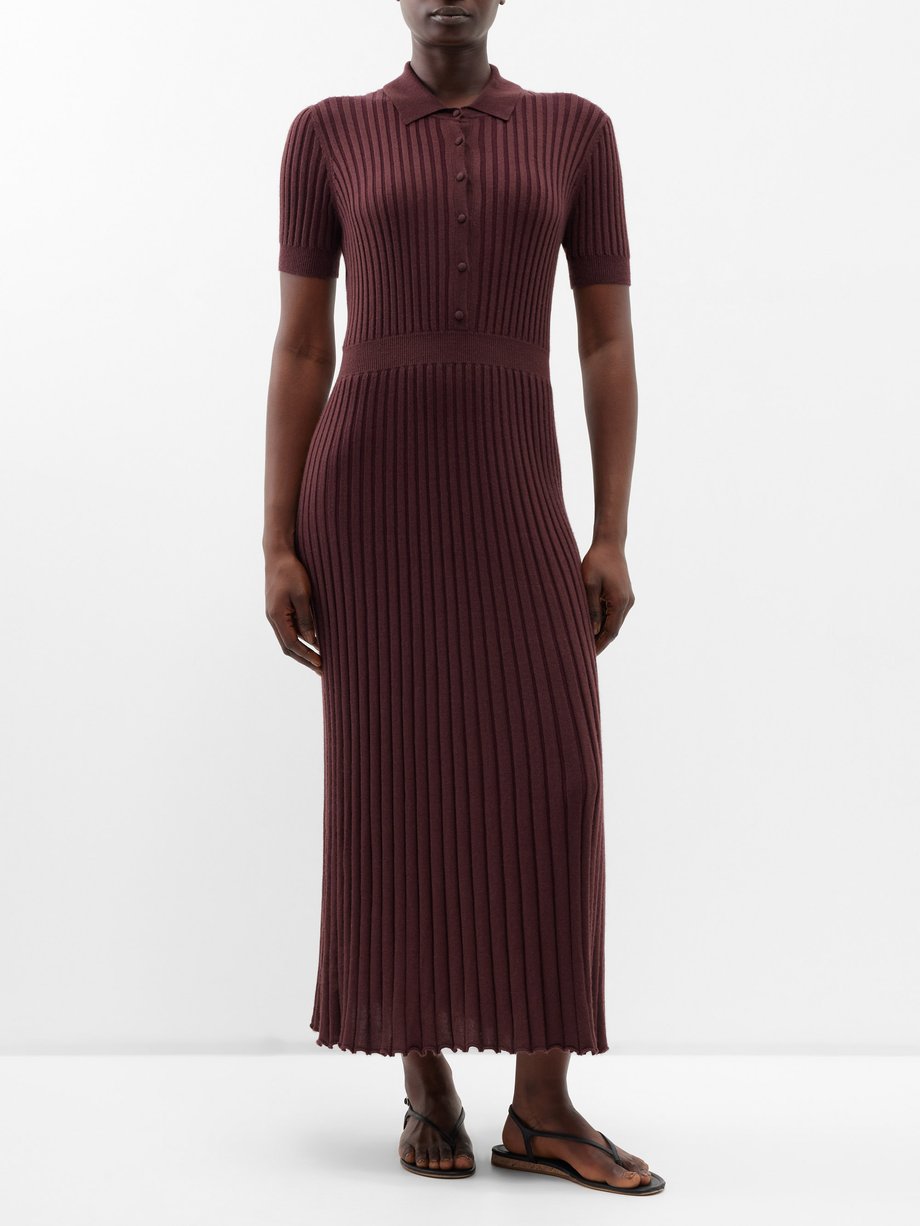 Burgundy Amor cashmere-blend midi dress | Gabriela Hearst | MATCHES UK
