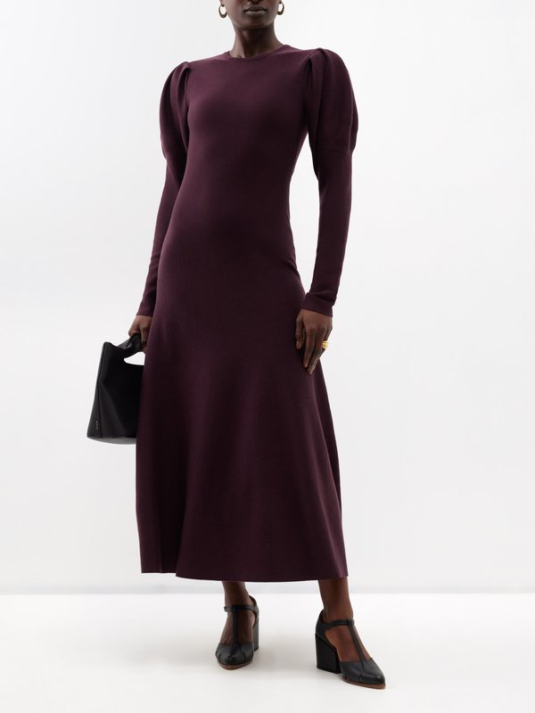 Gabriela Hearst Hannah puff-sleeve wool-blend midi dress