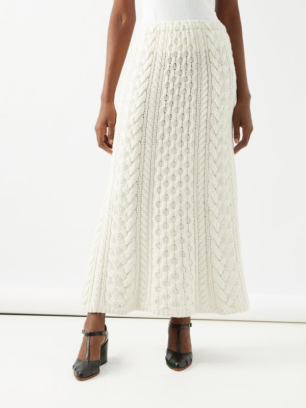 Gabriela Hearst Callum cable-knit cashmere midi skirt