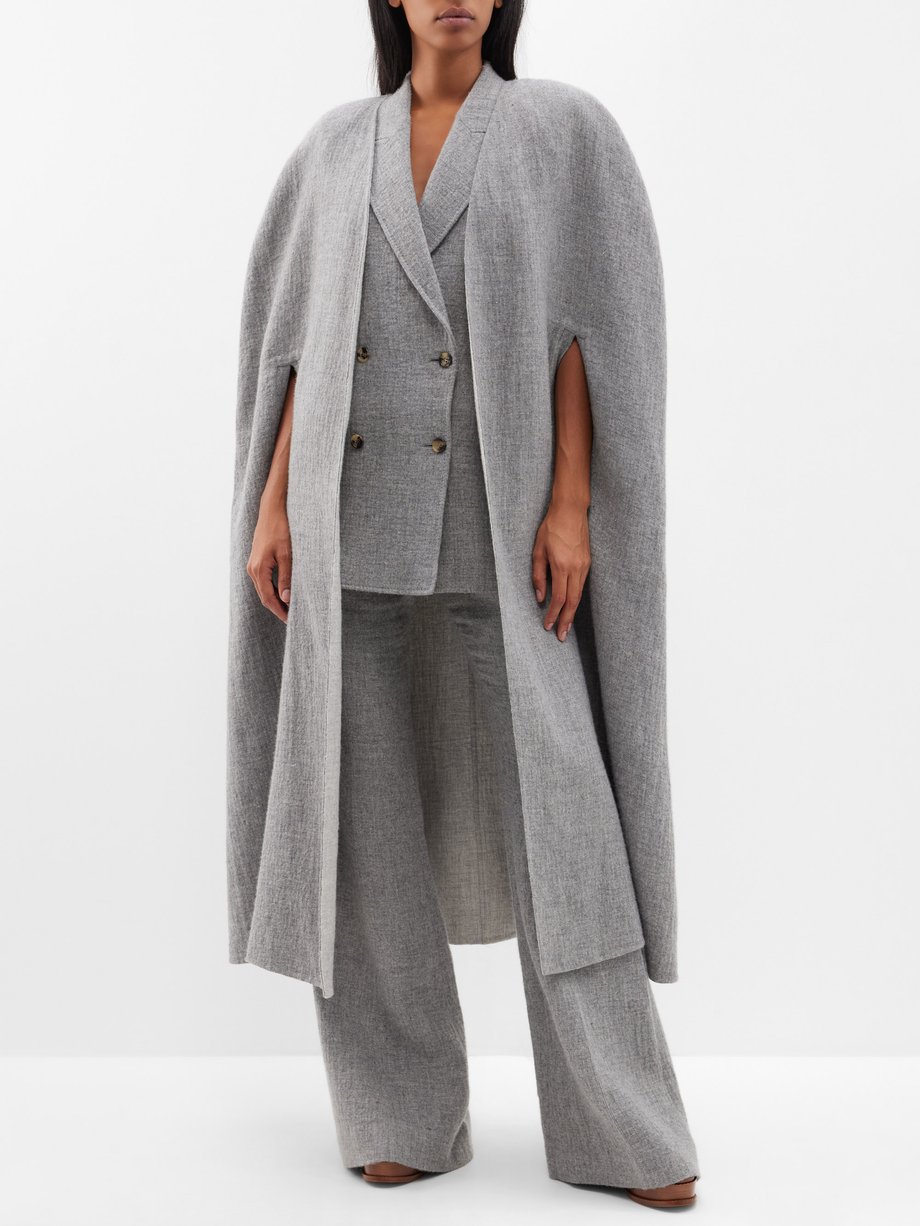 Grey Lindlow cashmere-linen blend cape | Gabriela Hearst | MATCHES UK