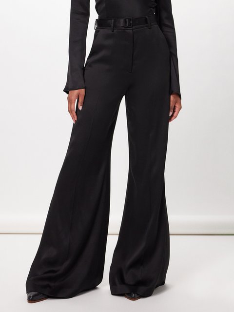 Black Folded-waist twill wide-leg trousers, Acne Studios
