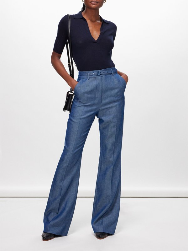 Regular fit: Twill trousers with waist pleats - navy | s.Oliver