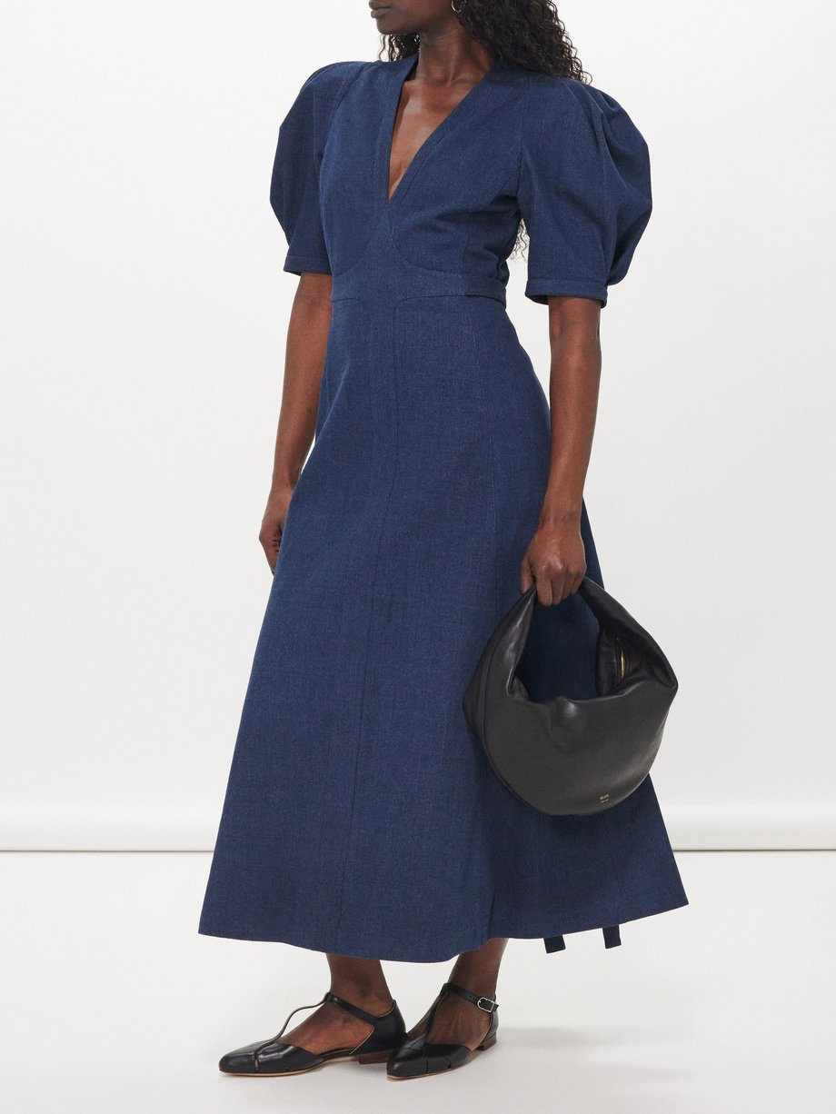 Blue Luz puff-sleeve denim dress | Gabriela Hearst | MATCHES UK