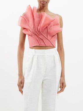 Aje Flame crepe cropped top