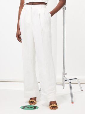 Aje Portray relaxed pleated linen-blend trousers