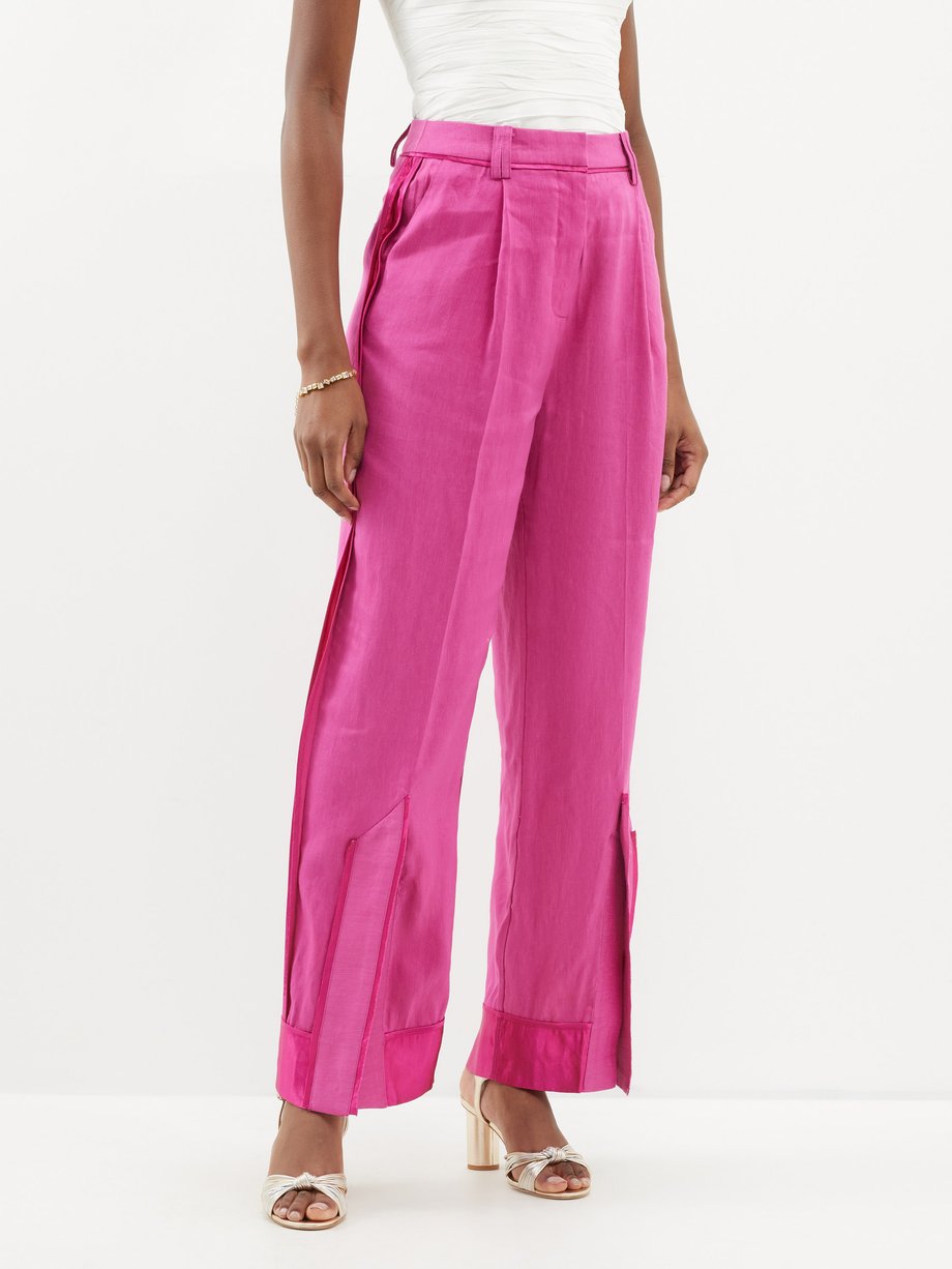 Pink High-rise crepe bootcut trousers, Alexander McQueen