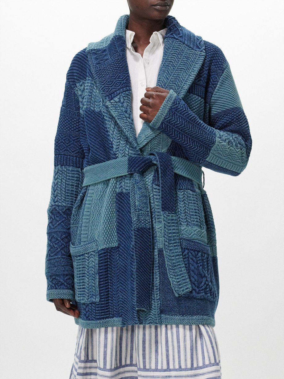 Blue Belted patchwork-cotton cardigan | Polo Ralph Lauren | MATCHES UK
