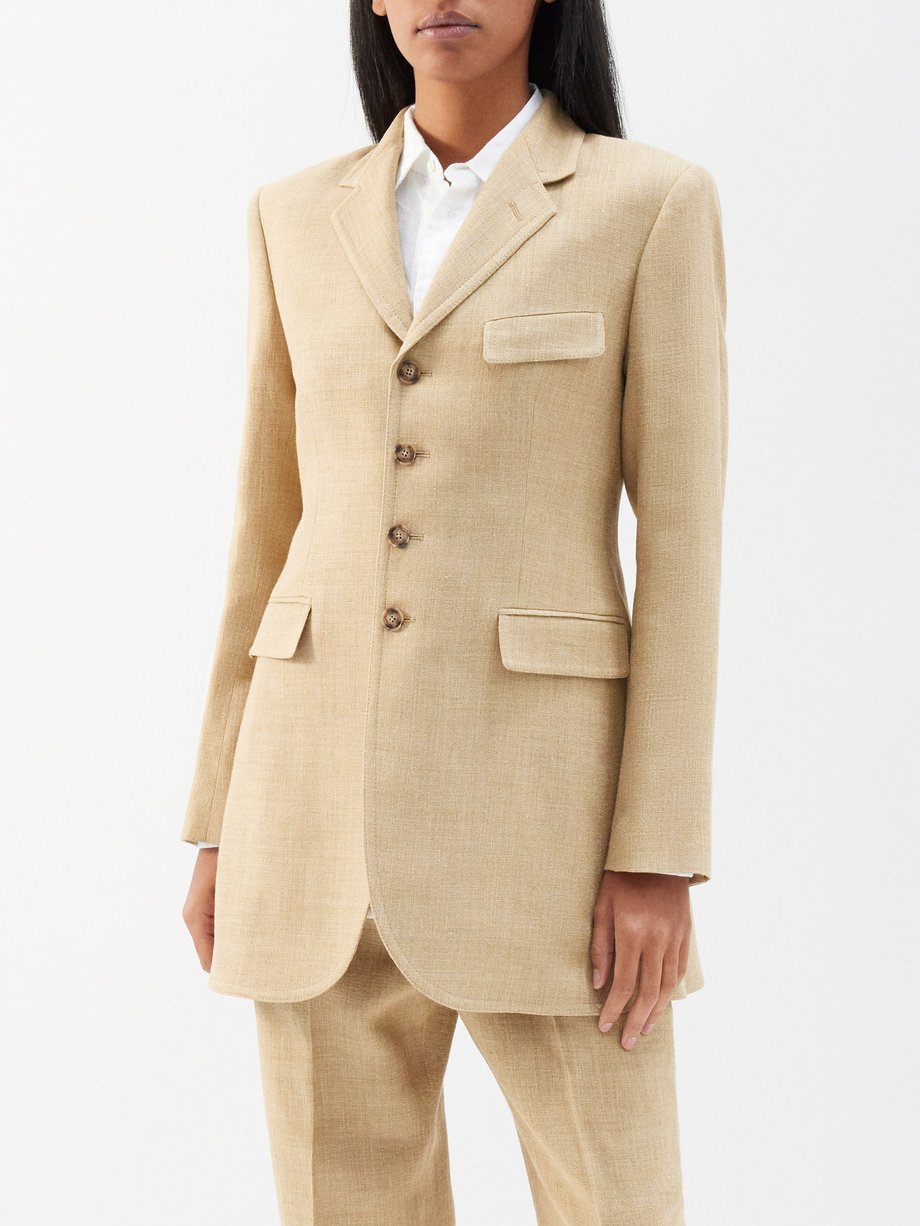 Beige Clemence silk-blend tweed suit jacket | Polo Ralph Lauren