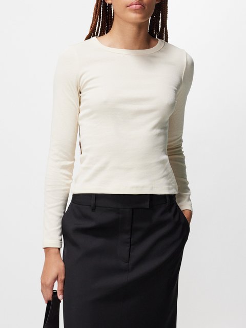 White Blurred-print mesh long-sleeved T-shirt | LOEWE | MATCHES UK