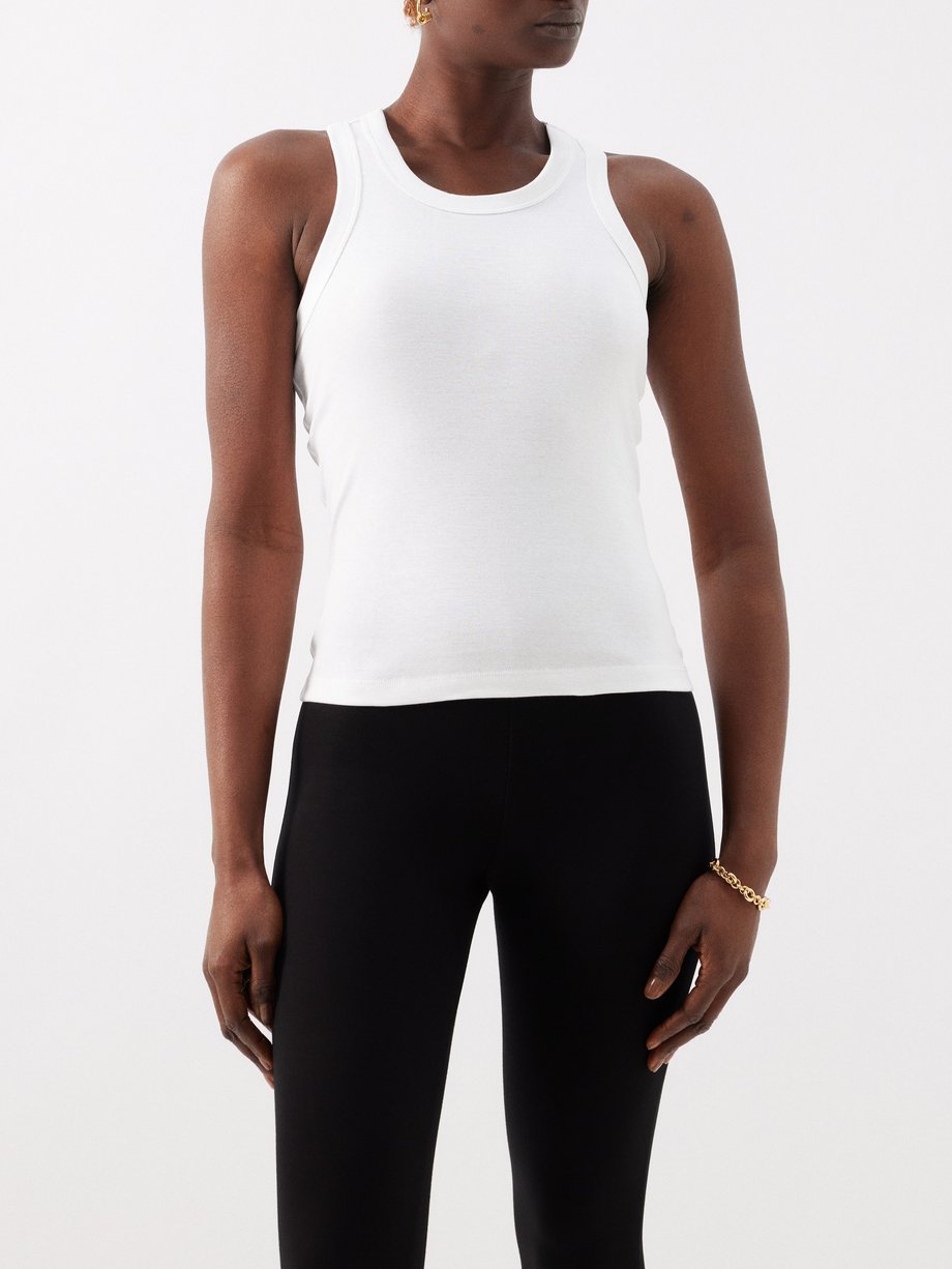 White Hannah ribbed organic cotton-jersey tank top | FLORE FLORE | MATCHES  UK