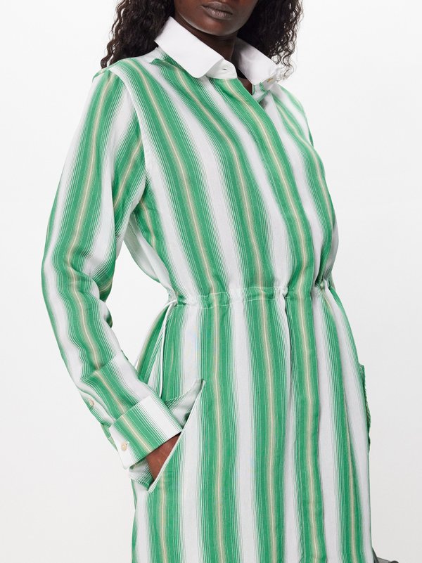 Wales Bonner Balance striped viscose-blend shirt dress