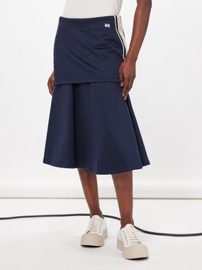 Wales Bonner Mantra tiered recycled-blend jersey midi skirt