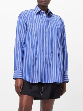 Sacai Striped pintuck poplin shirt