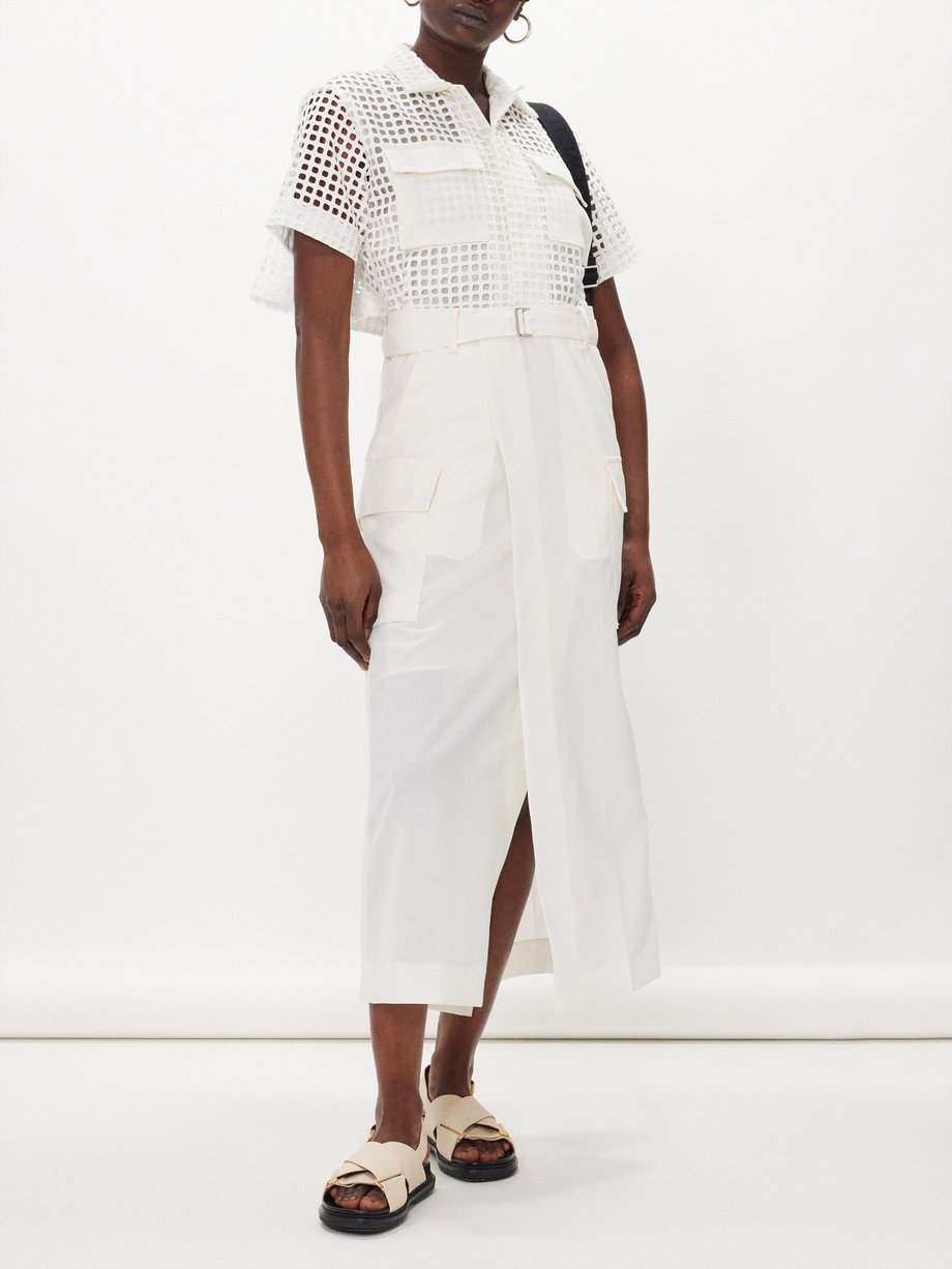 White Lace-bodice cotton maxi dress | Sacai | MATCHES UK